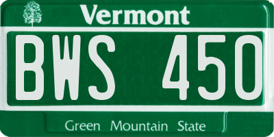 VT license plate BWS450