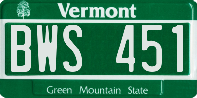 VT license plate BWS451