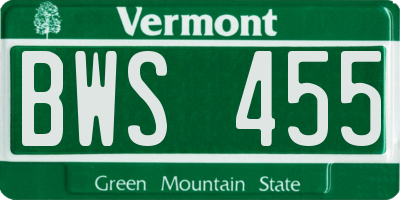 VT license plate BWS455