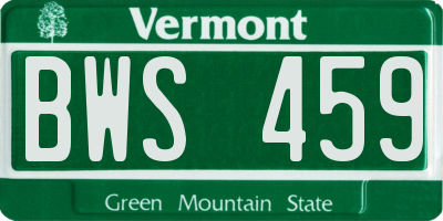 VT license plate BWS459