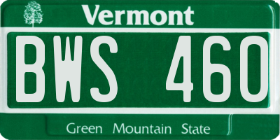 VT license plate BWS460