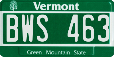 VT license plate BWS463