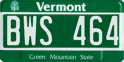 VT license plate BWS464