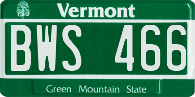VT license plate BWS466