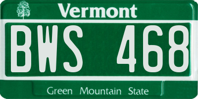 VT license plate BWS468
