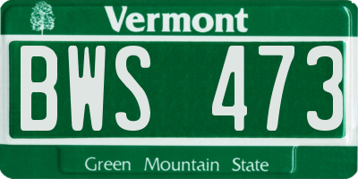 VT license plate BWS473