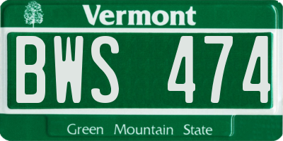 VT license plate BWS474