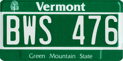 VT license plate BWS476