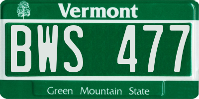 VT license plate BWS477