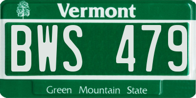 VT license plate BWS479