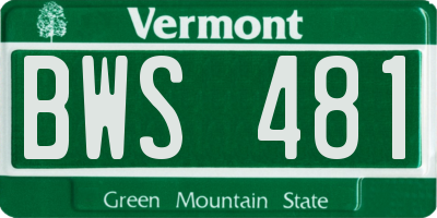 VT license plate BWS481
