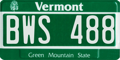 VT license plate BWS488