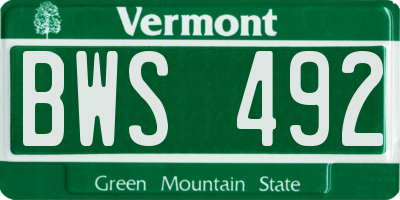 VT license plate BWS492