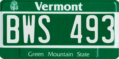 VT license plate BWS493