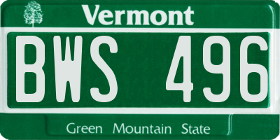 VT license plate BWS496