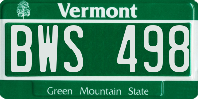 VT license plate BWS498