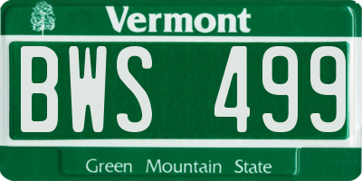 VT license plate BWS499