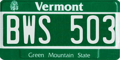 VT license plate BWS503
