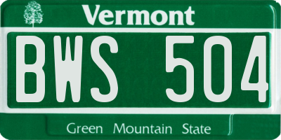 VT license plate BWS504