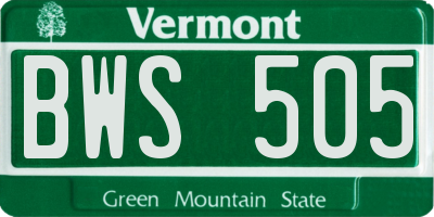 VT license plate BWS505