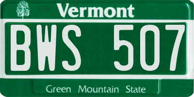 VT license plate BWS507