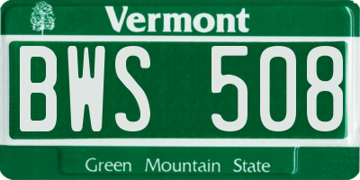 VT license plate BWS508