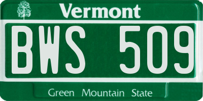 VT license plate BWS509