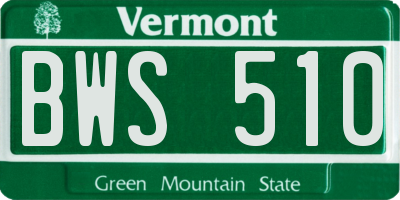 VT license plate BWS510