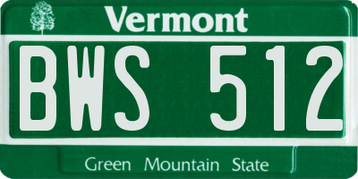 VT license plate BWS512