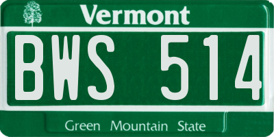 VT license plate BWS514