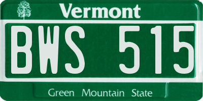 VT license plate BWS515