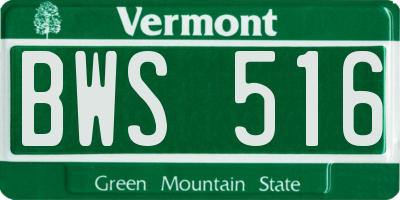 VT license plate BWS516