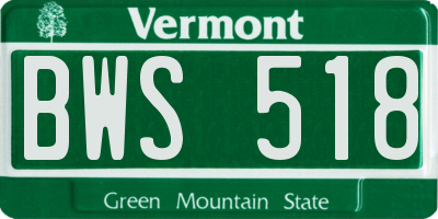 VT license plate BWS518