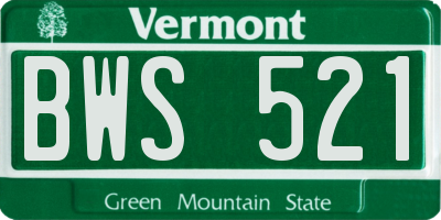 VT license plate BWS521
