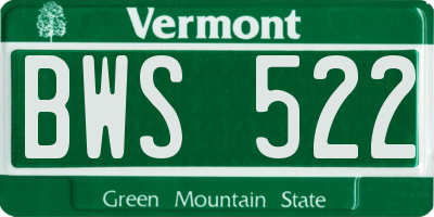 VT license plate BWS522