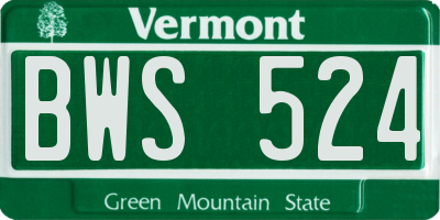 VT license plate BWS524