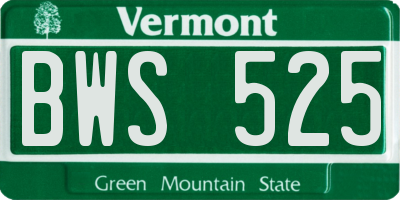 VT license plate BWS525