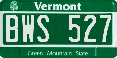 VT license plate BWS527