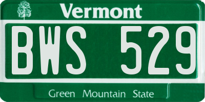 VT license plate BWS529