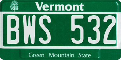 VT license plate BWS532