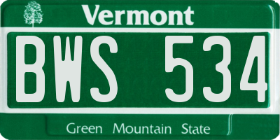 VT license plate BWS534