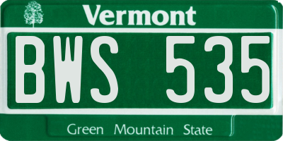 VT license plate BWS535