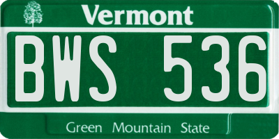 VT license plate BWS536