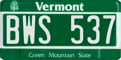 VT license plate BWS537