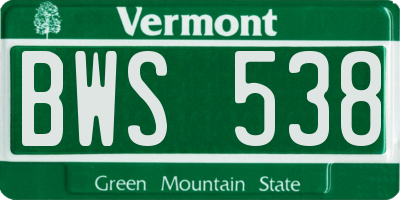 VT license plate BWS538
