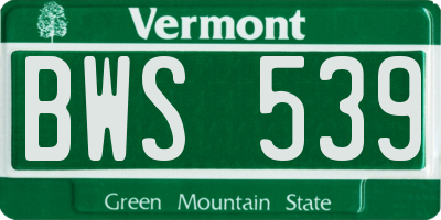 VT license plate BWS539
