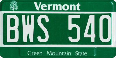 VT license plate BWS540
