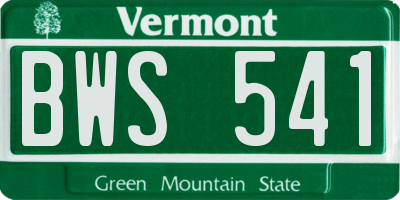 VT license plate BWS541