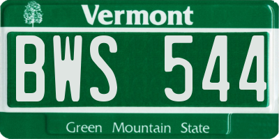 VT license plate BWS544