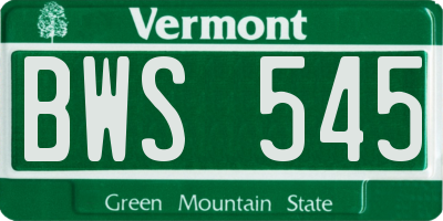 VT license plate BWS545
